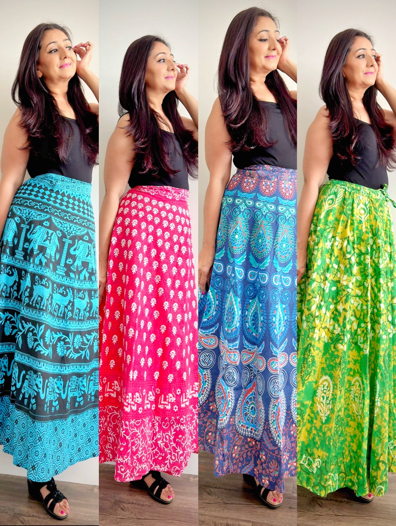 Bohemian Dream: Colourful Jaipuri Printed Wrap Around Skirts - Femantraa