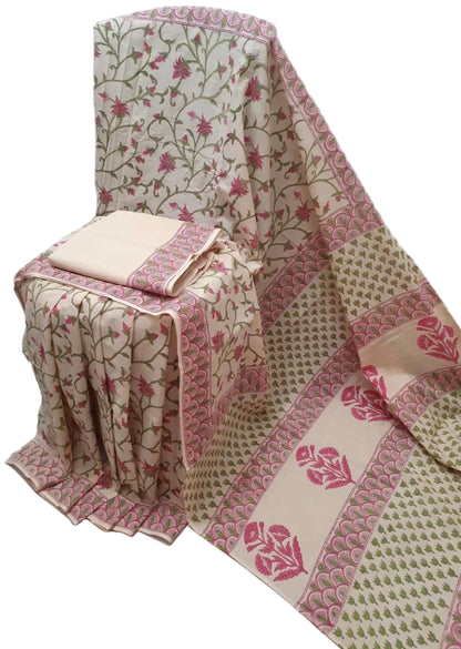 Cotton Handblock Bagru Sarees