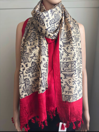 Boho Handblock Print Banana Silk Stole (4 designs)