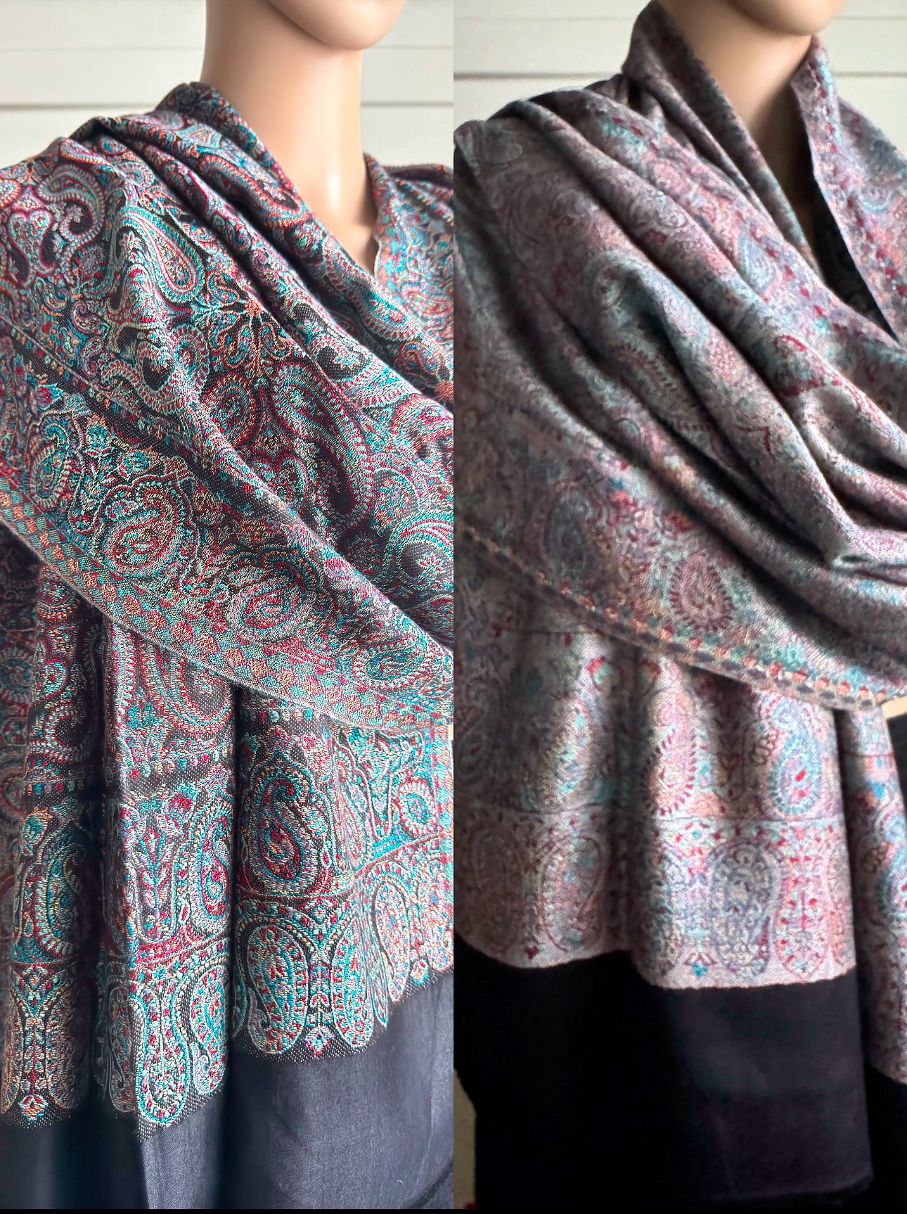 Pashmina Kani reversible Stole-Black Hues (5 designs)