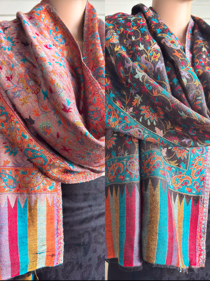 Pashmina Kani reversible Stole-Black Hues (5 designs)