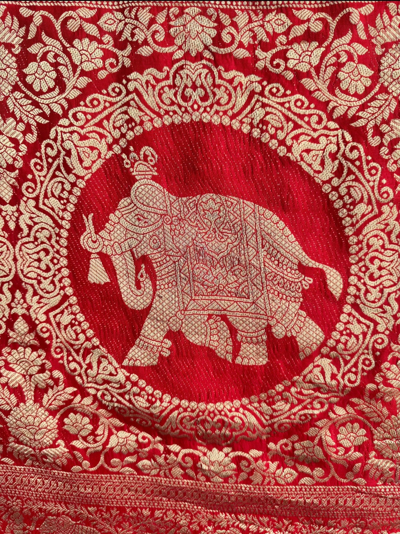 Ajrakh Saree with Zari Pallu - adorned with kairi and haathi motifs