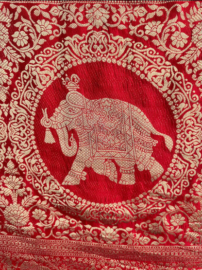 Ajrakh Saree with Zari Pallu - adorned with kairi and haathi motifs