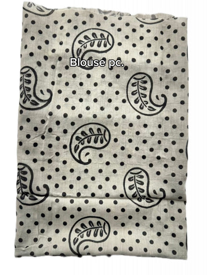 Kalamkari (screenprint) mulmul saree (Nandi & vines)