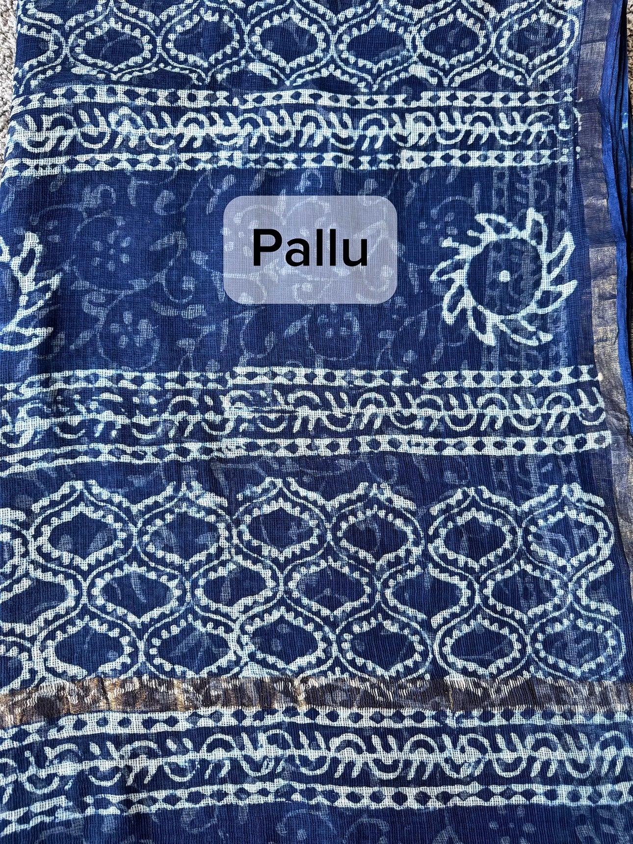 Kota Doria Saree – Hand Block Printed Bagru Natural Dye Cotton Silk Saree