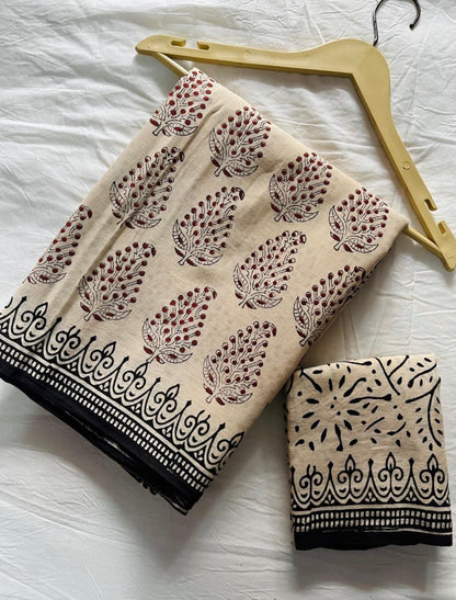 Cotton Handblock Bagru Sarees