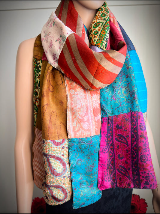 Handmade Silk Patchwork Reversible Scarves