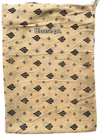 Kalamkari (screenprint) mulmul saree (Deities and Epics)