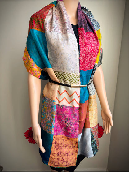 Handmade Silk Patchwork Reversible Scarves- Style 2