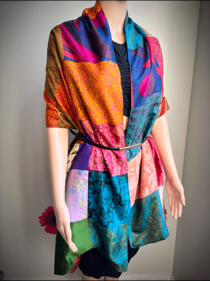 Handmade Silk Patchwork Reversible Scarves