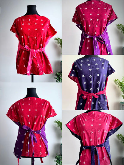 The Sandhi Kurpasaka: Short Reversible Bandhani Wrap Choli
