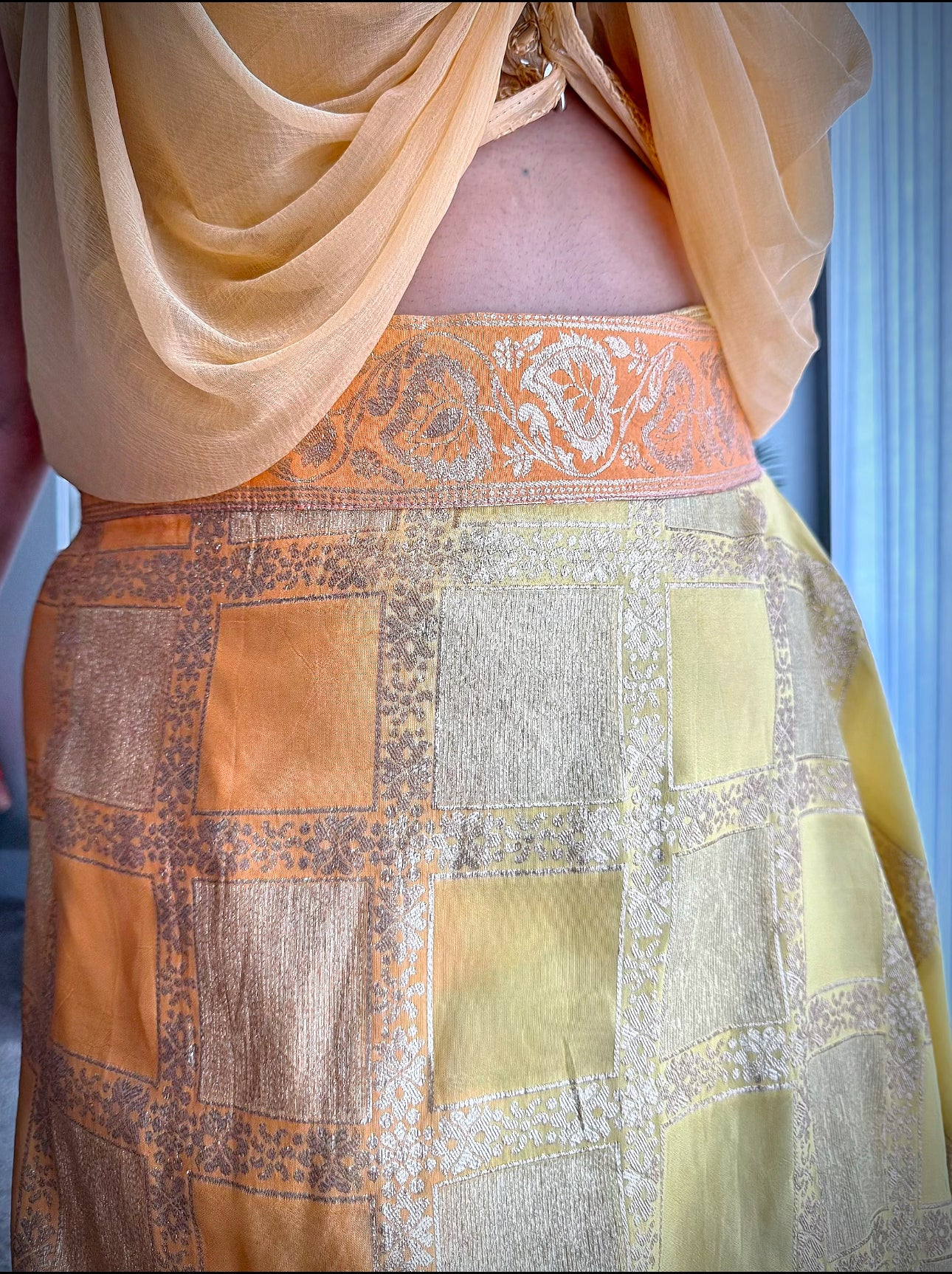 Ananta Madras Checks Wrap Saree Lehenga Skirt