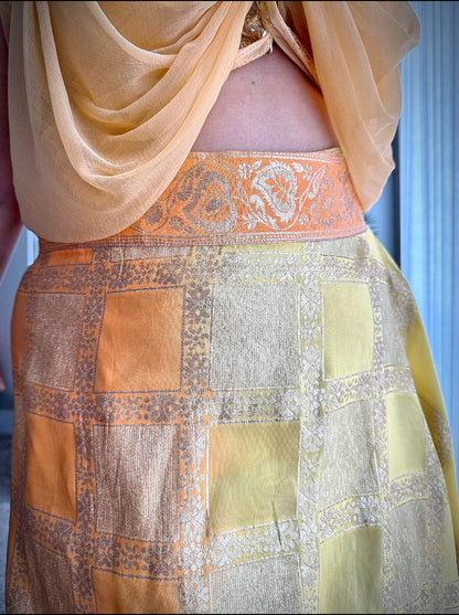Ananta Madras Checks Wrap Saree Lehenga Skirt
