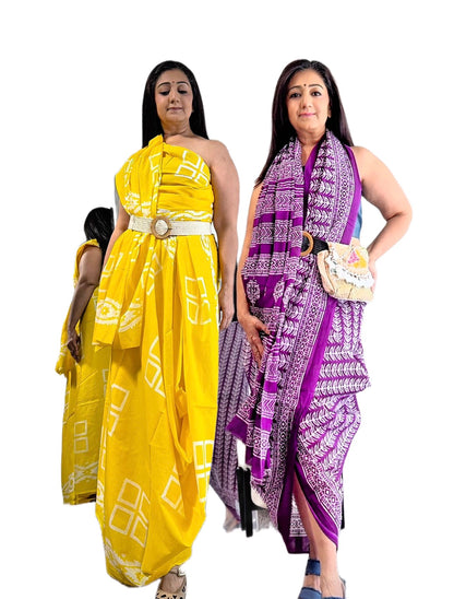 Ethnic Elegance: Cotton Handblock Dabu Print Saree
