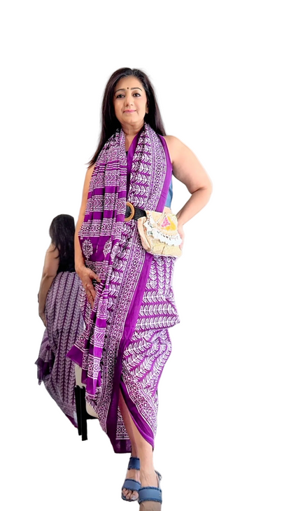 Ethnic Elegance: Mulmul Cotton Handblock Dabu Print Saree