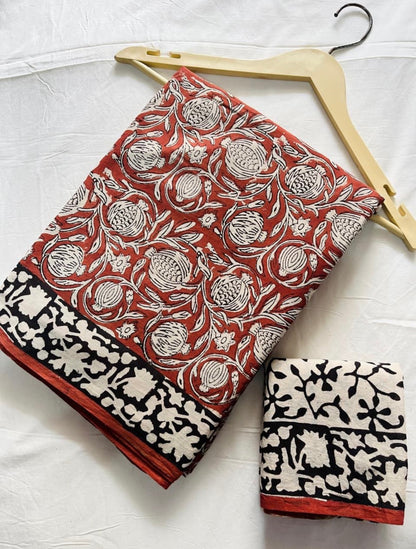 Cotton Handblock Bagru Sarees