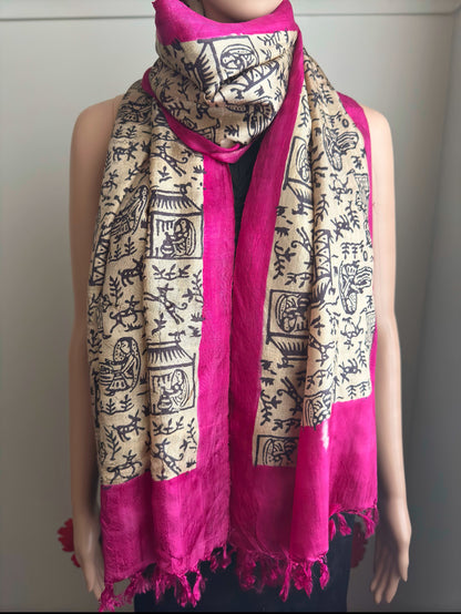 Boho Handblock Print Banana Silk Stole (4 designs)