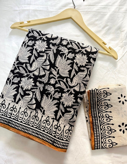 Cotton Handblock Bagru Sarees