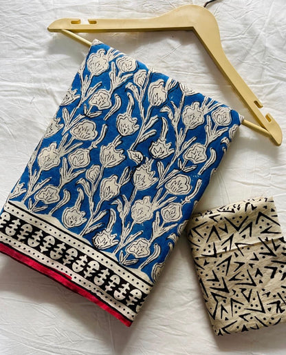 Cotton Handblock Bagru Sarees