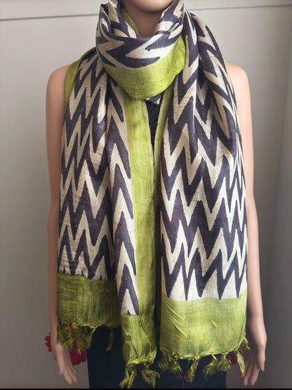 Boho Handblock Print Banana Silk Stole (4 designs)