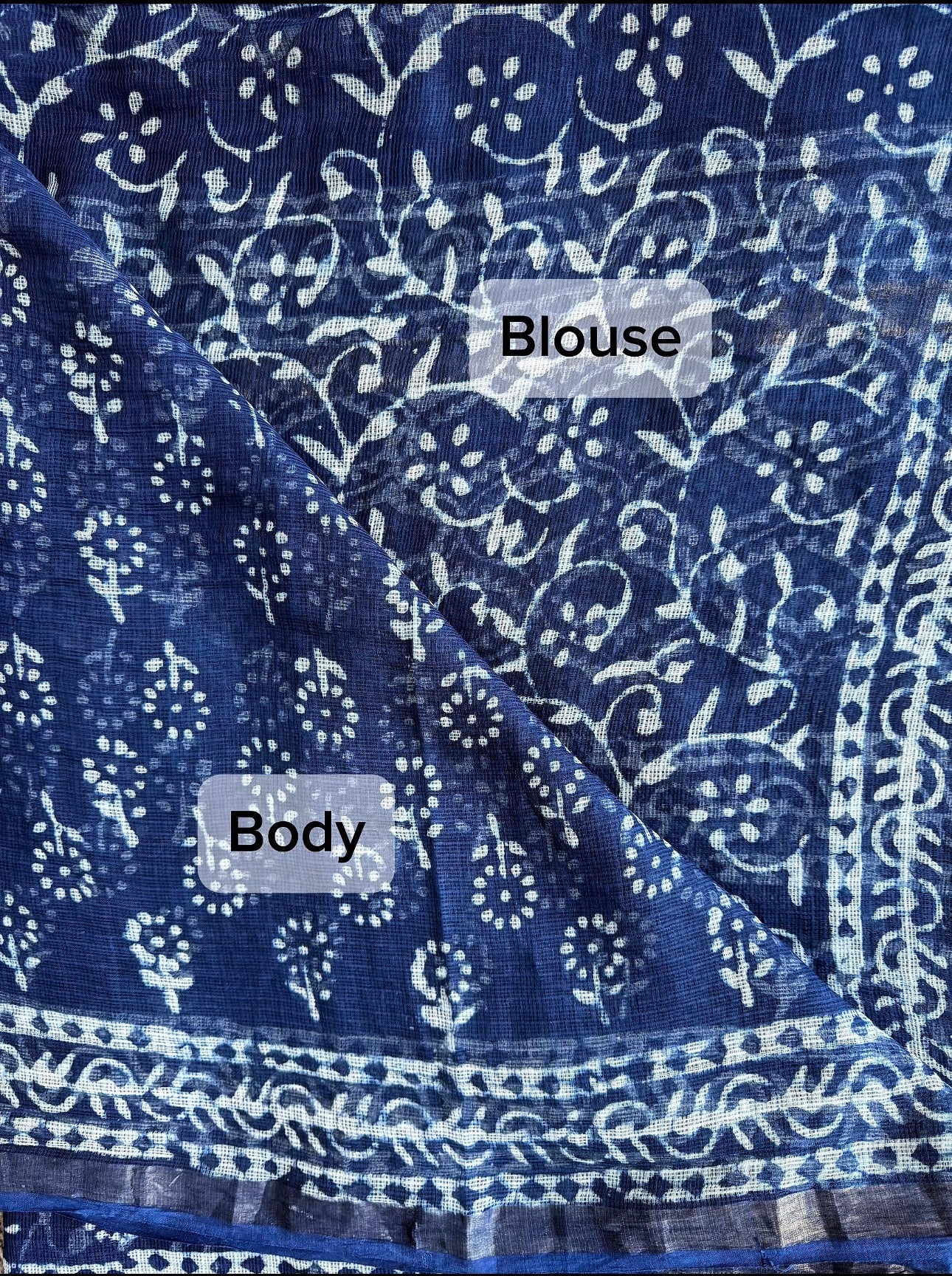 Kota Doria Saree – Hand Block Printed Bagru Natural Dye Cotton Silk Saree