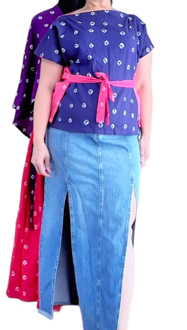 The Sandhi Kurpasaka: Short Reversible Bandhani Wrap Choli