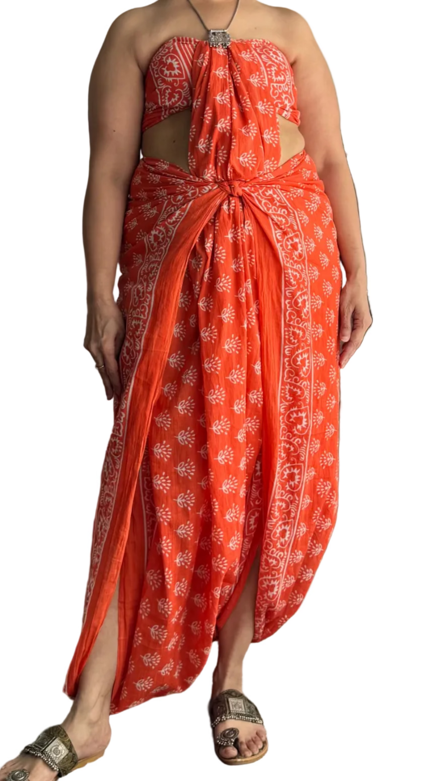 Ethnic Elegance: Cotton Handblock Dabu Print Saree