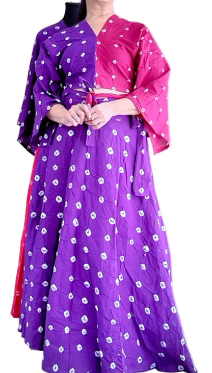 The Sandhi Kurpasaka: Short Reversible Bandhani Wrap Choli