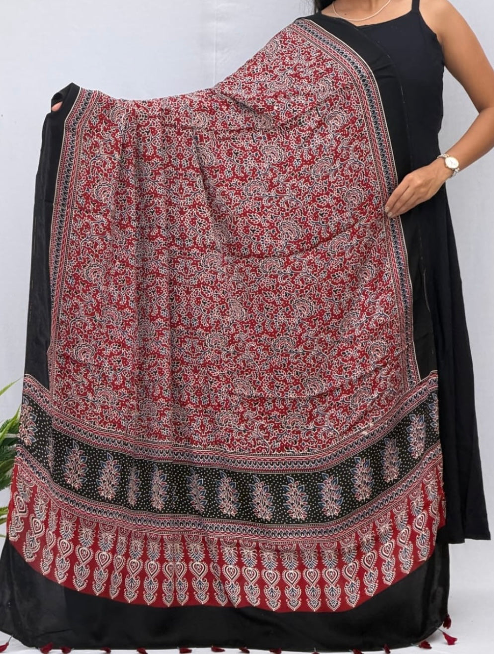 Modal Ajrakh Dupatta (handblocked)