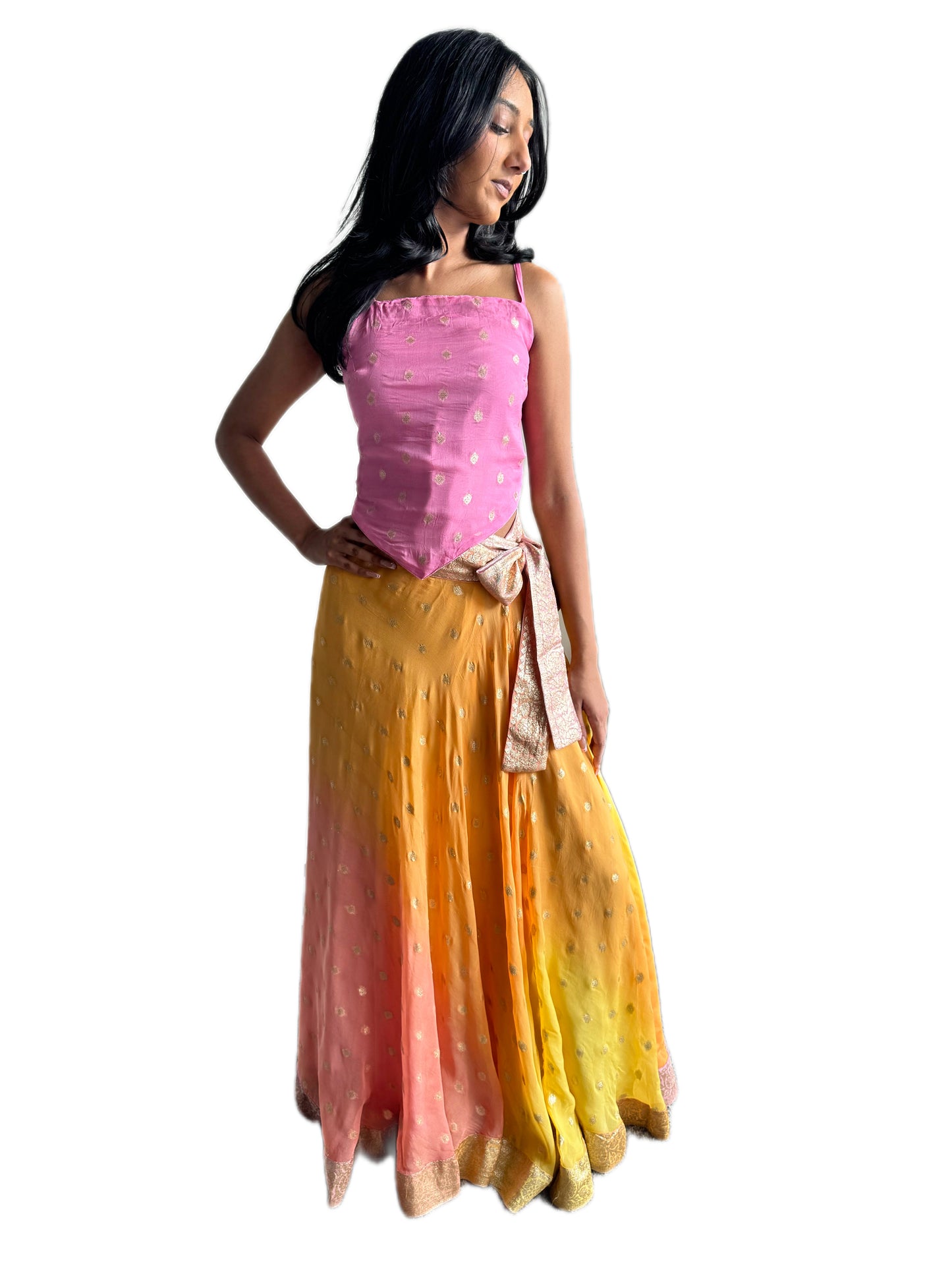 Ananta Wrap Saree Lehenga Skirt & Choli Top Set