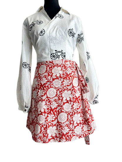 The Chandataka Wrap: Sanganeri Handblock Mini Skirt
