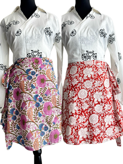 The Chandataka Wrap: Sanganeri Handblock Mini Skirt