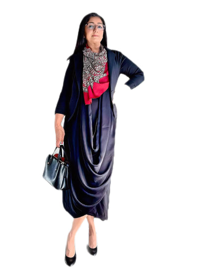 The Midnight & Madder Ajrakh Pallu Saree in Pure Modal