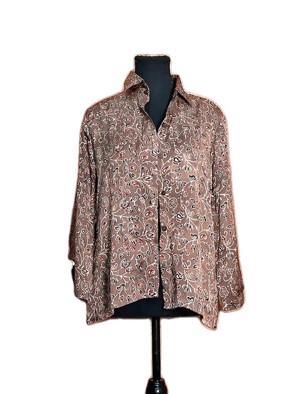 Ajrakh buttoned collar shirt top