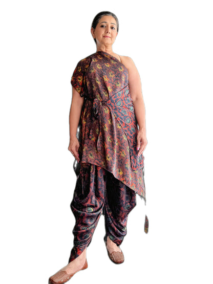Ajrakh Pure Modal Reversible Kurti & Adaptive Dhoti Salwar Ensemble
