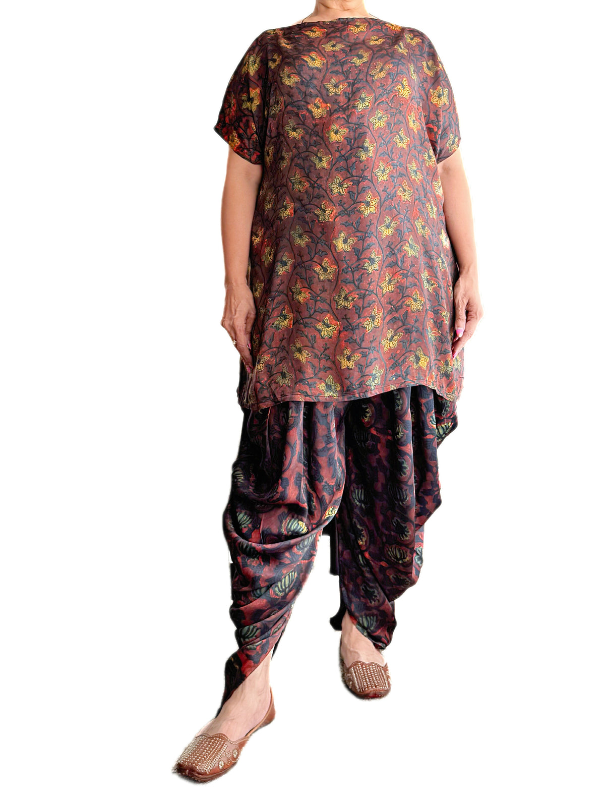 Ajrakh Pure Modal Reversible Kurti & Adaptive Dhoti Salwar Ensemble