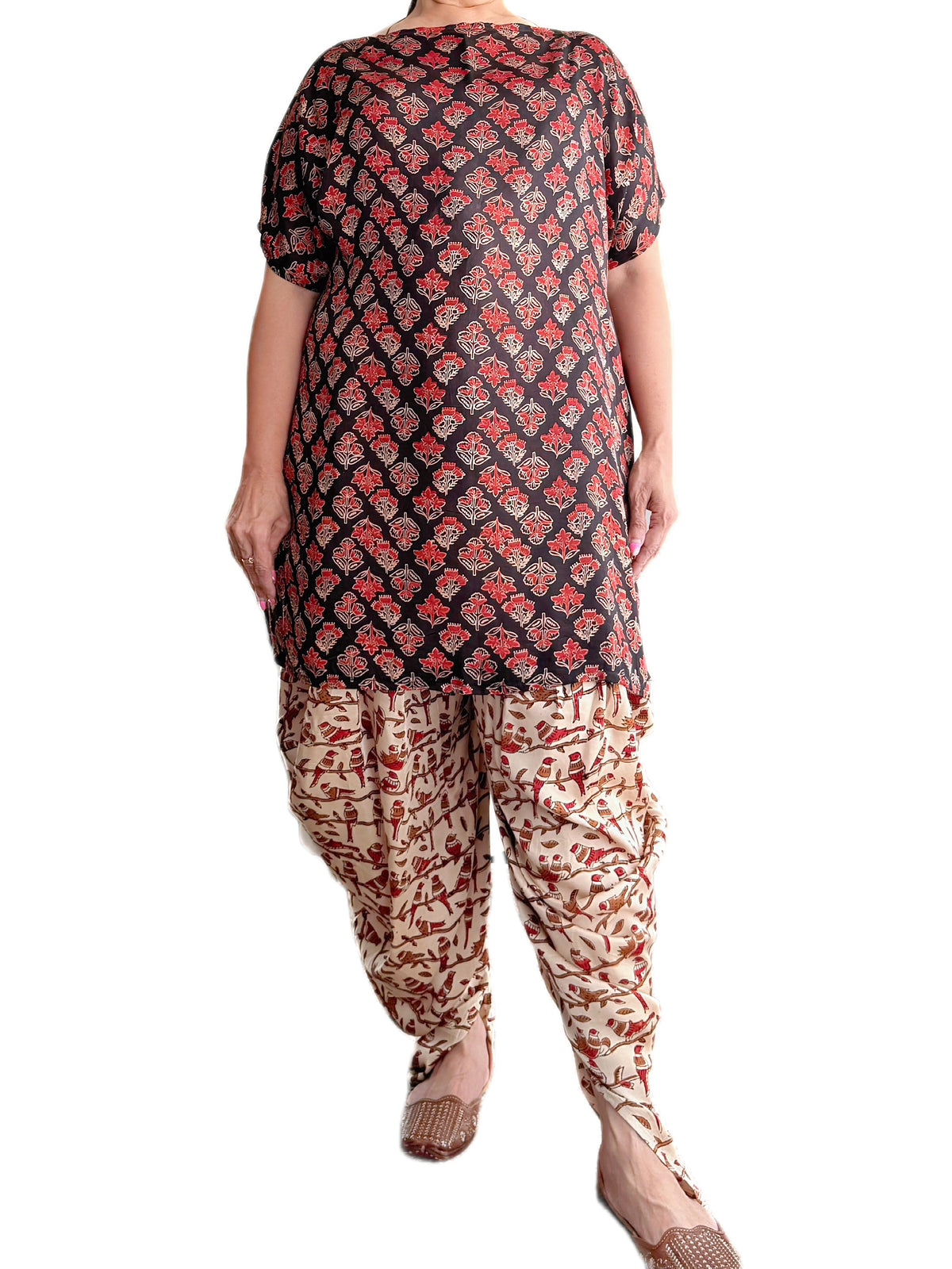 Ajrakh Pure Modal Reversible Kurti & Adaptive Dhoti Salwar Ensemble