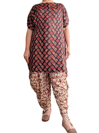 Ajrakh Pure Modal Reversible Kurti & Adaptive Dhoti Salwar Ensemble