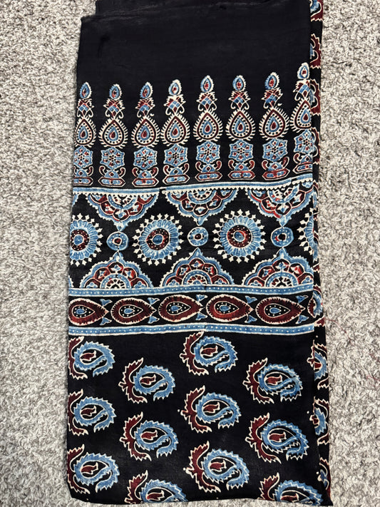 Modal Ajrakh Dupatta with kairi motifs
