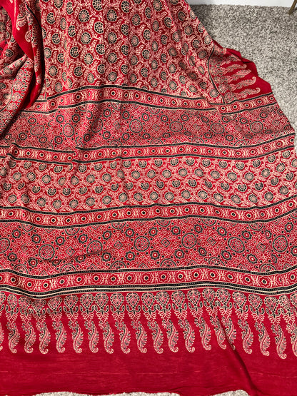 Ajrakh Modal Reversible Saree