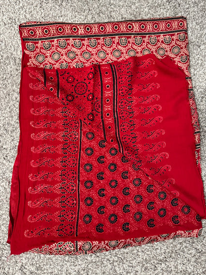 Ajrakh Modal Reversible Saree