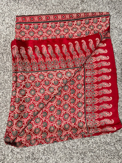 Ajrakh Modal Reversible Saree