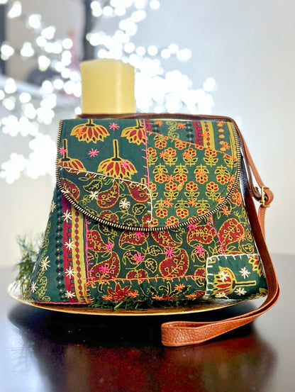 Elegant Handmade Cotton Jaipuri Shoulder Bag / Purse - Femantraa