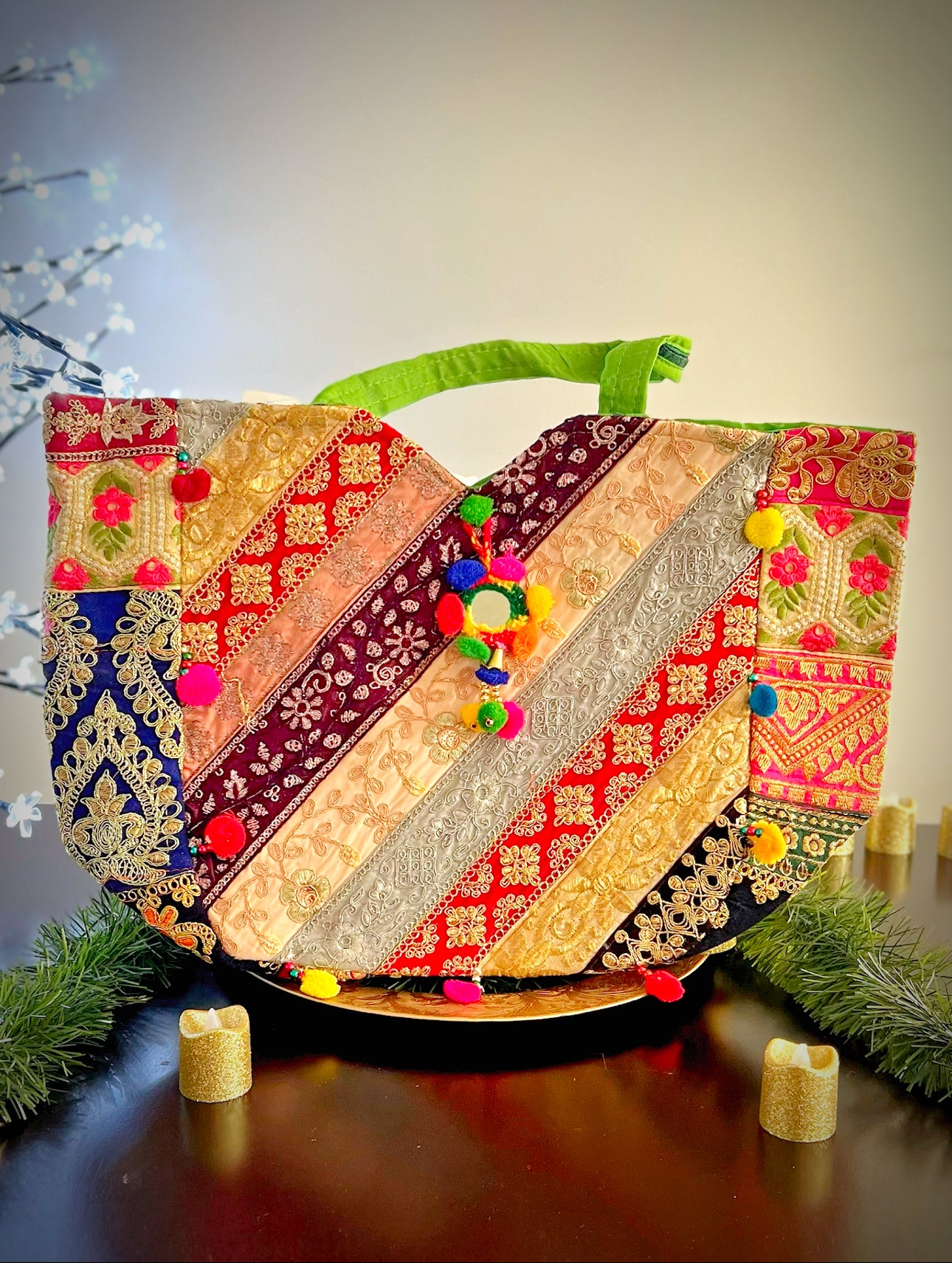 Exquisite Khambadiya Patchwork Tote Bag: A Tribute to Artistry - Femantraa