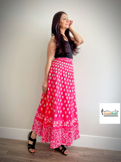 Bohemian Dream: Colourful Jaipuri Printed Wrap Around Skirts - Femantraa