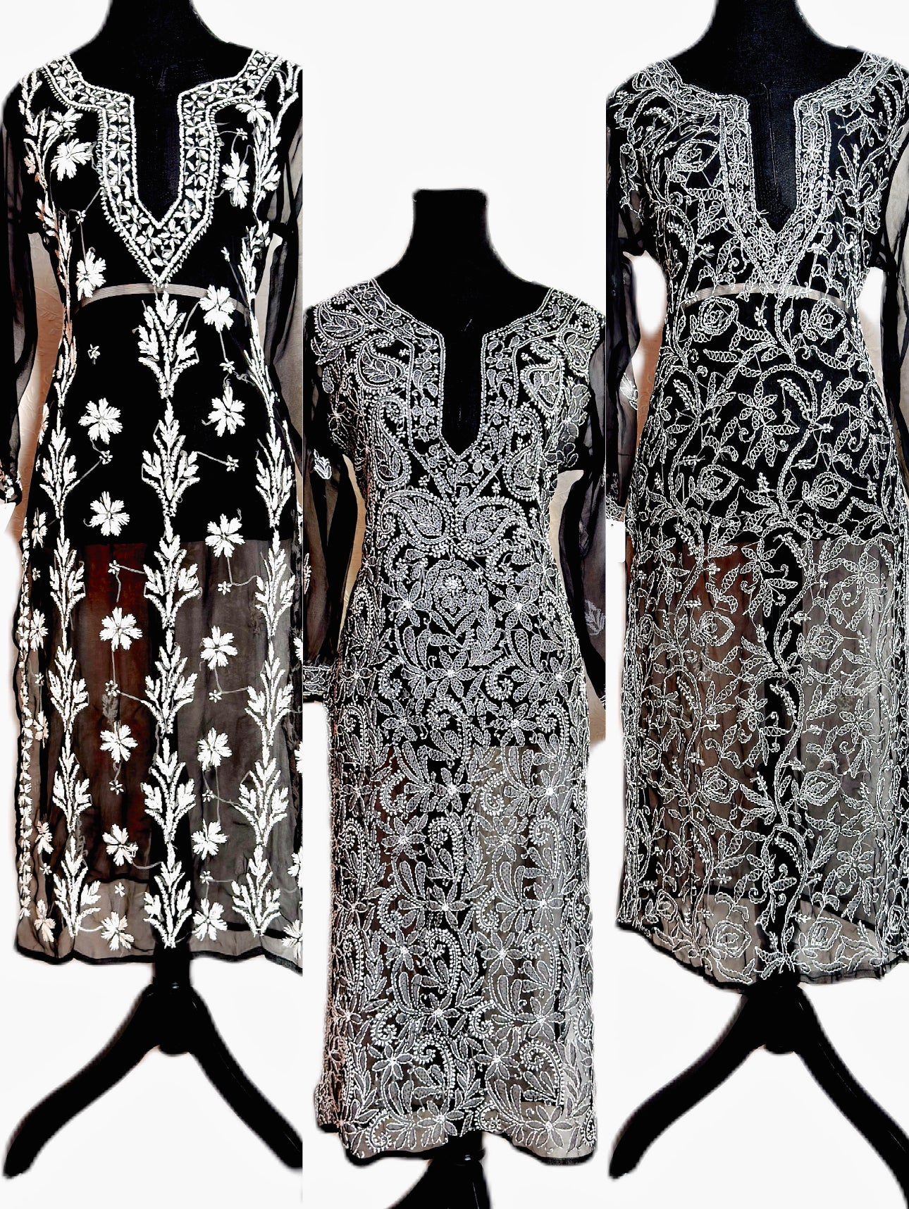 Chikankari Black Kurti: Elegant Tunic with Slits - Femantraa