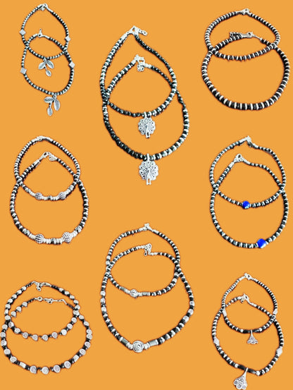 Silver Serenity: Bohemian Charm in German Silver Anklets - Femantraa