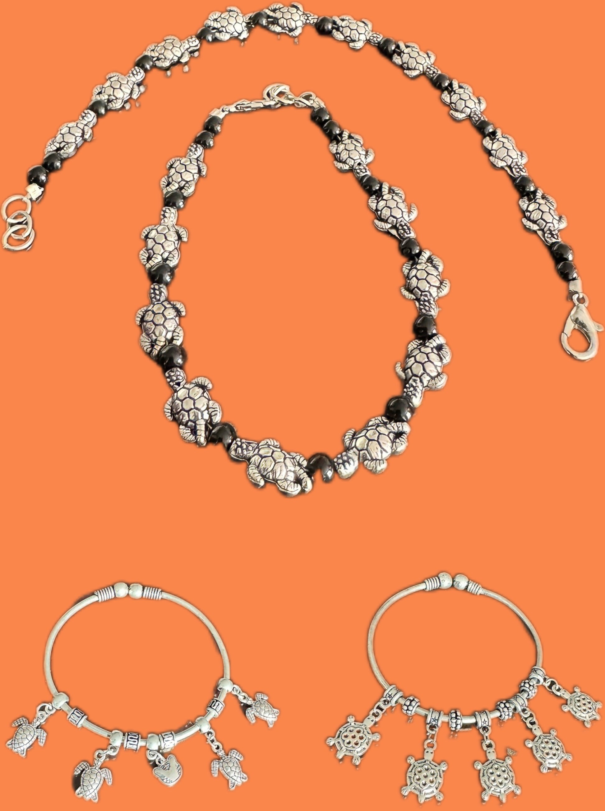 German Silver Turtle charm Bracelets - Femantraa