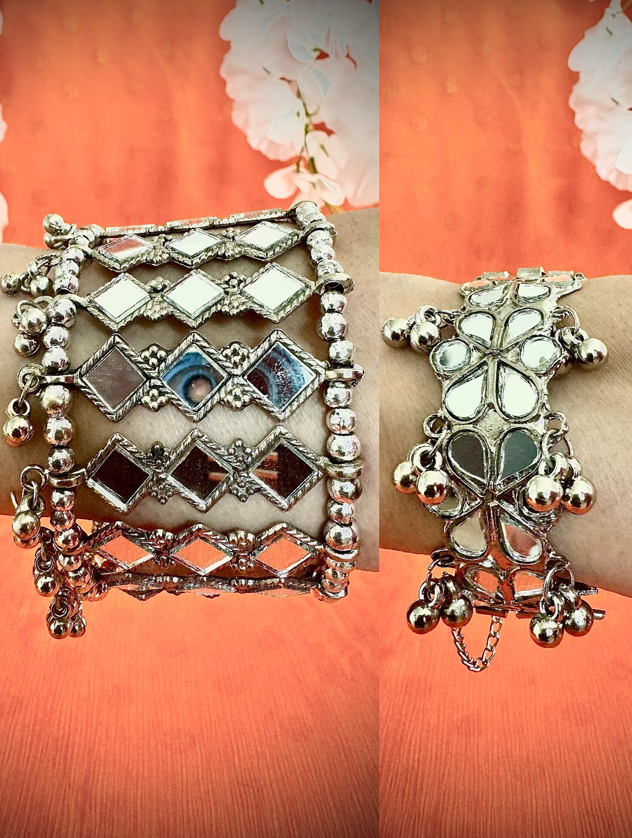 Oxidized Artistic adjustable Mirror bracelets - Femantraa