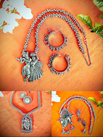 Artistic Oxidized Long Krishna Necklace sets - Femantraa